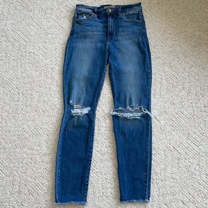 Joe’s High Rise Skinny distressed jeans with destructed ankle
